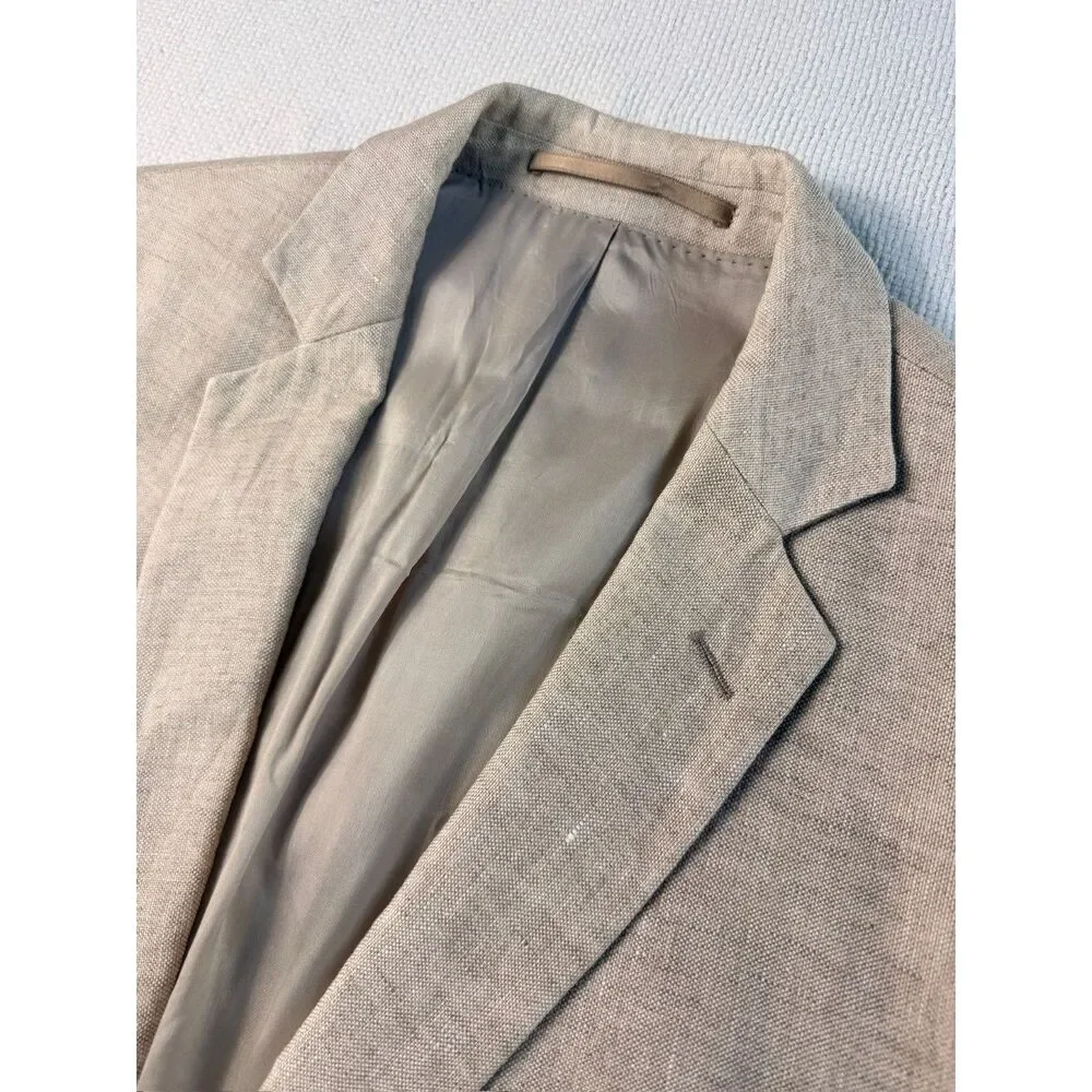 Linen Sport Coat Blazer Elbow Patch Italy Preppy Fancy Jacket Summer Italian